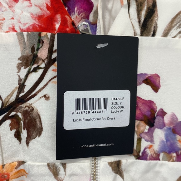 NICHOLAS Lucile Floral Corset Bra Dress in White - Picture 6 of 9